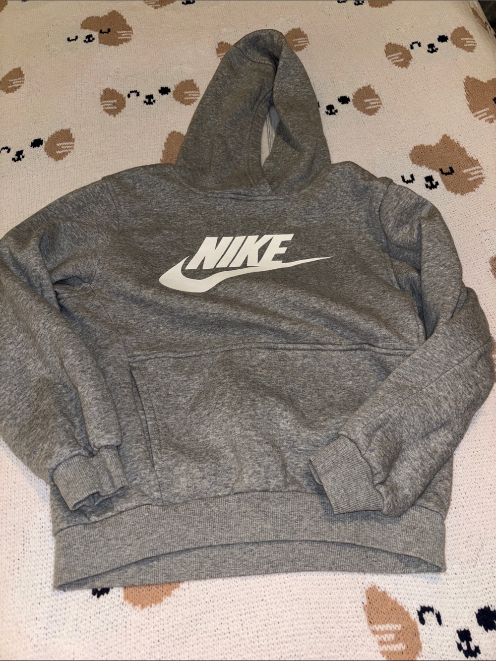 Nike Heather Gray Pullover Hoodie with White Logo